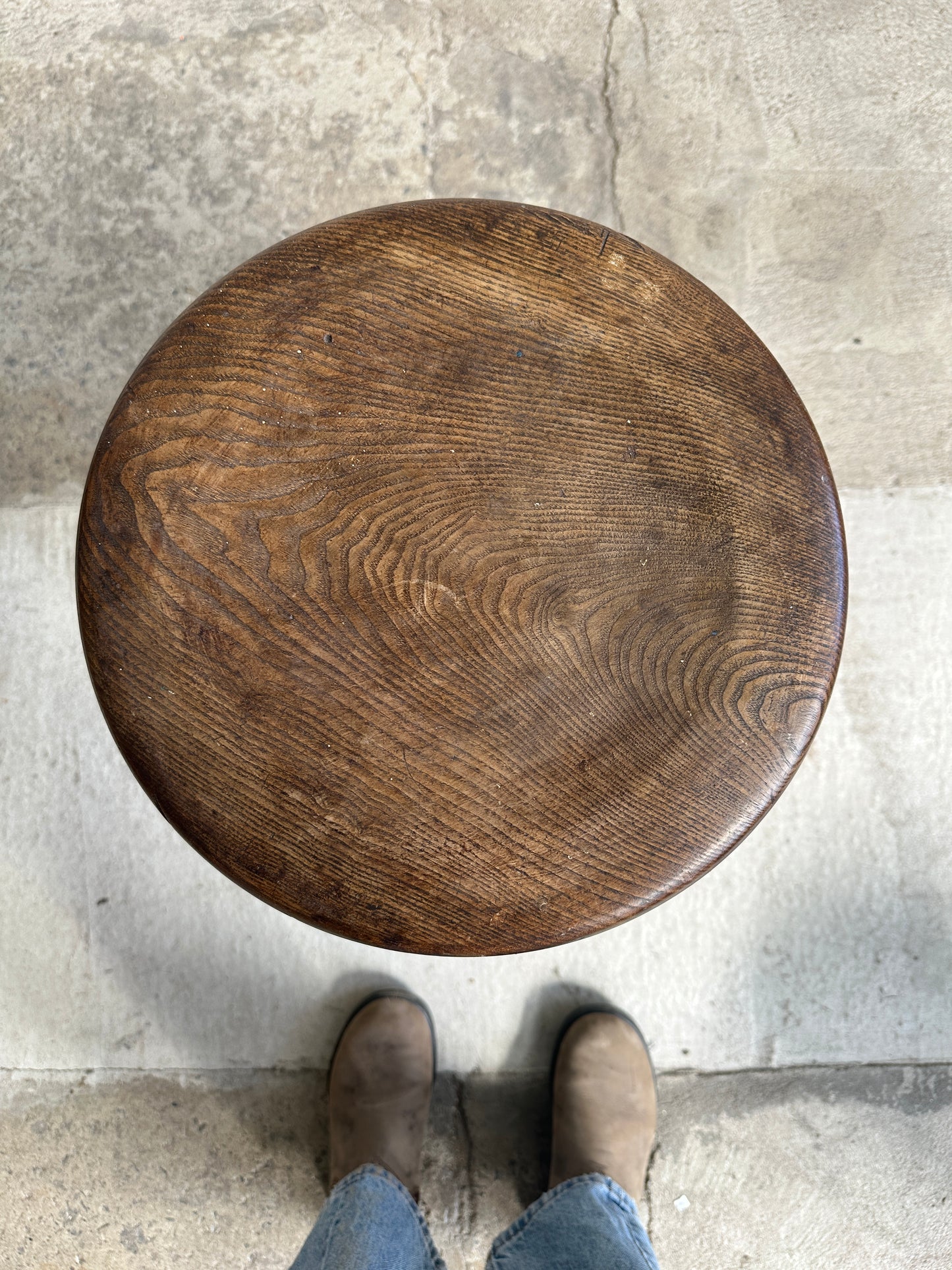 A Pair of Antique Elm English Stools, c. 1880