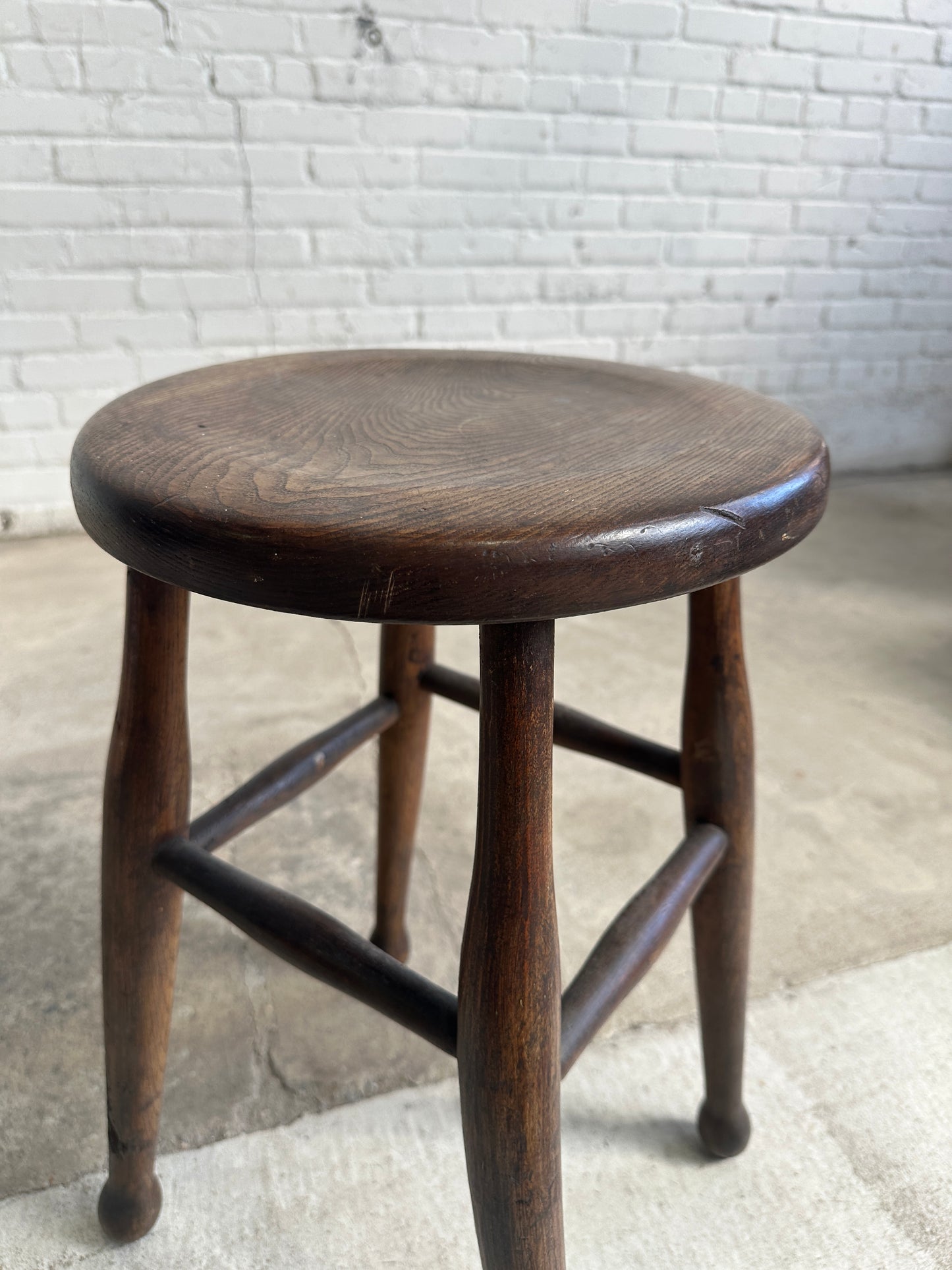 A Pair of Antique Elm English Stools, c. 1880