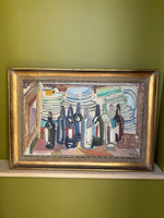 Bottles Still Life: Vintage Swedish Oil on Canvas