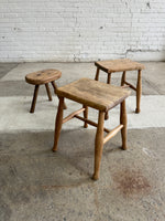A Pair of Antique Elm English Stools c. 1880
