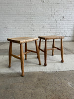 A Pair of Antique Elm English Stools c. 1880