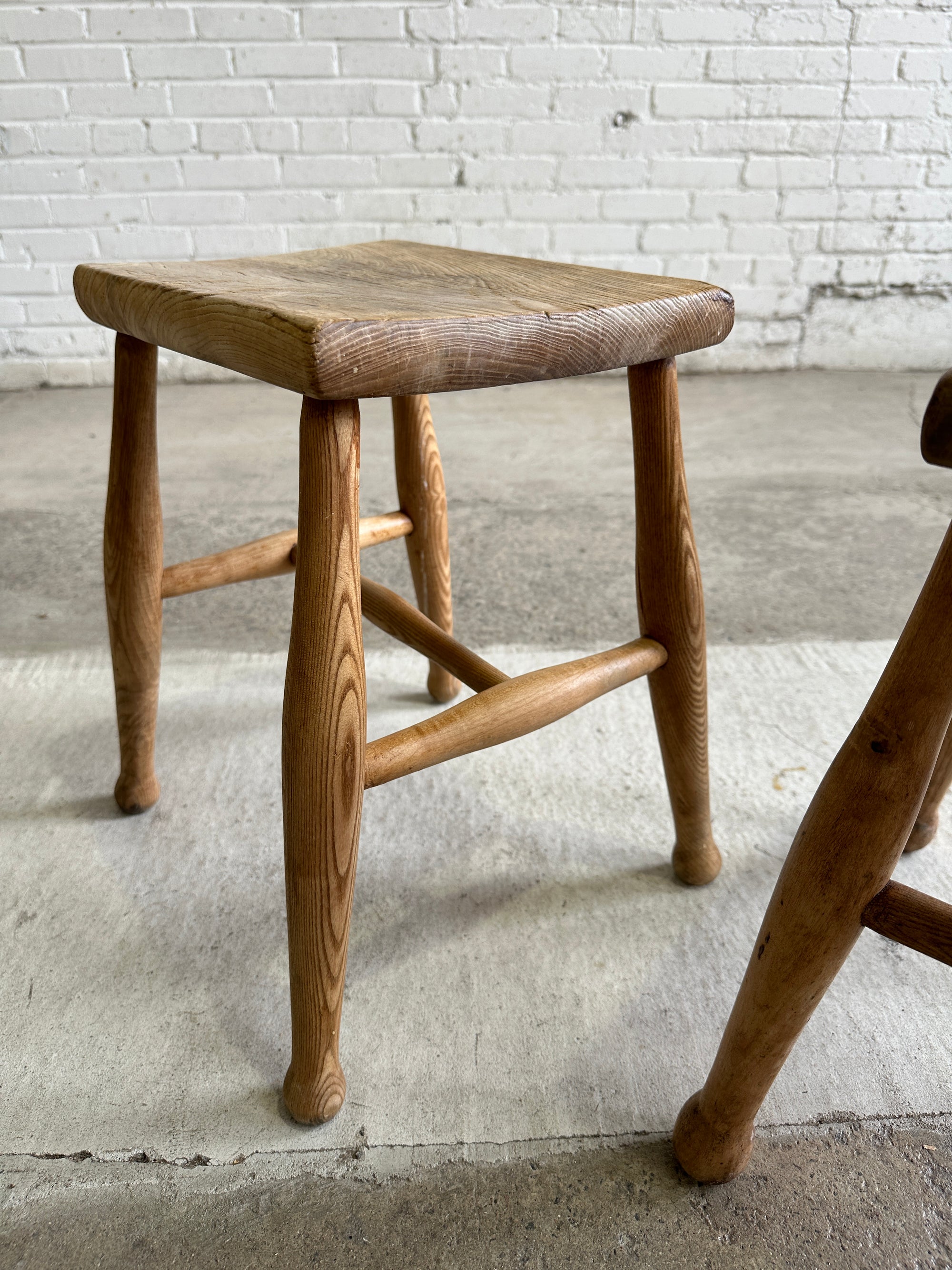 A Pair of Antique Elm English Stools c. 1880