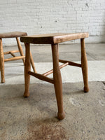A Pair of Antique Elm English Stools c. 1880