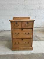 Antique Pine Chest of Drawers or Night Stand with Brass Handles c. 1900
