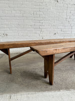 A Pair of 6-Foot English Antique Pine Benches c. 1875