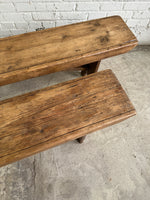 A Pair of 6-Foot English Antique Pine Benches c. 1875