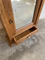 Antique Oak English Wall Cupboard with Mirror c. 1900