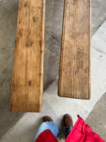 A Pair of 6-Foot English Antique Pine Benches c. 1875