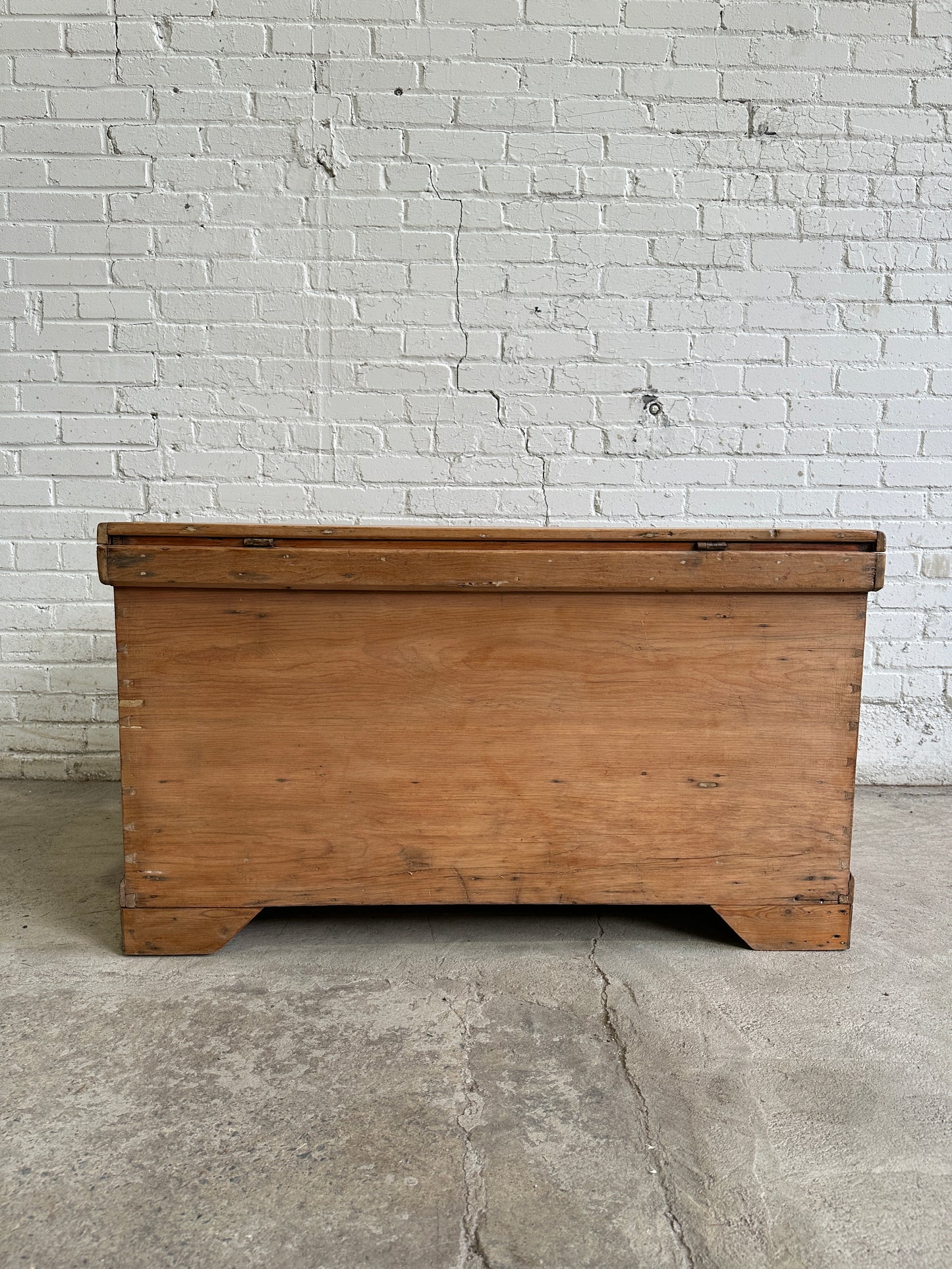 Antique Pine English Mule Chest with Brass Hardware c. 1860
