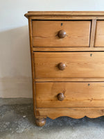 Antique Pine English Chest of Drawers with Wavy Skirt c. 1880