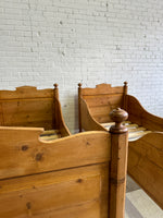 A Pair of Antique Pine Sleigh Beds, c. 1900