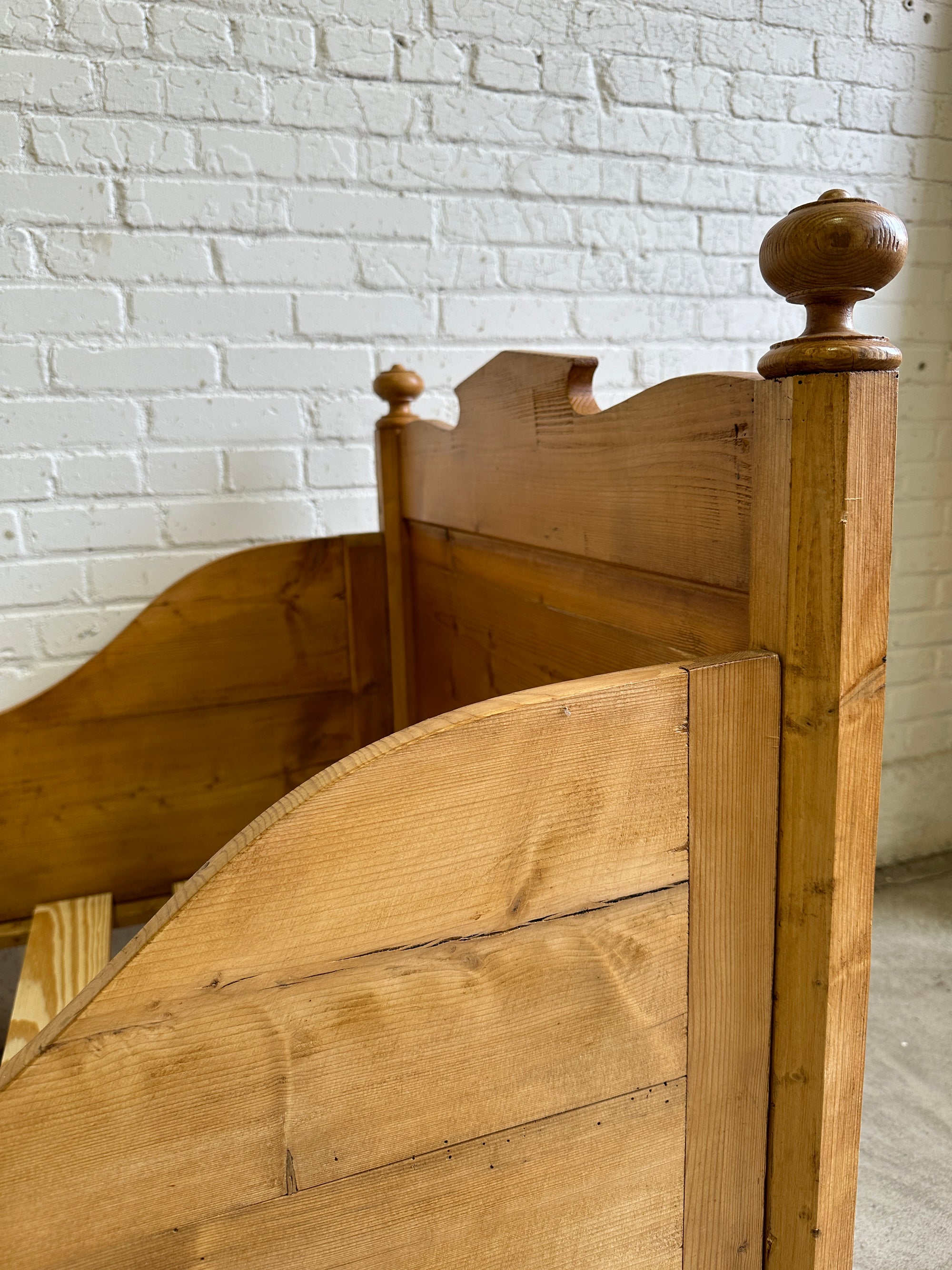 A Pair of Antique Pine Sleigh Beds, c. 1900