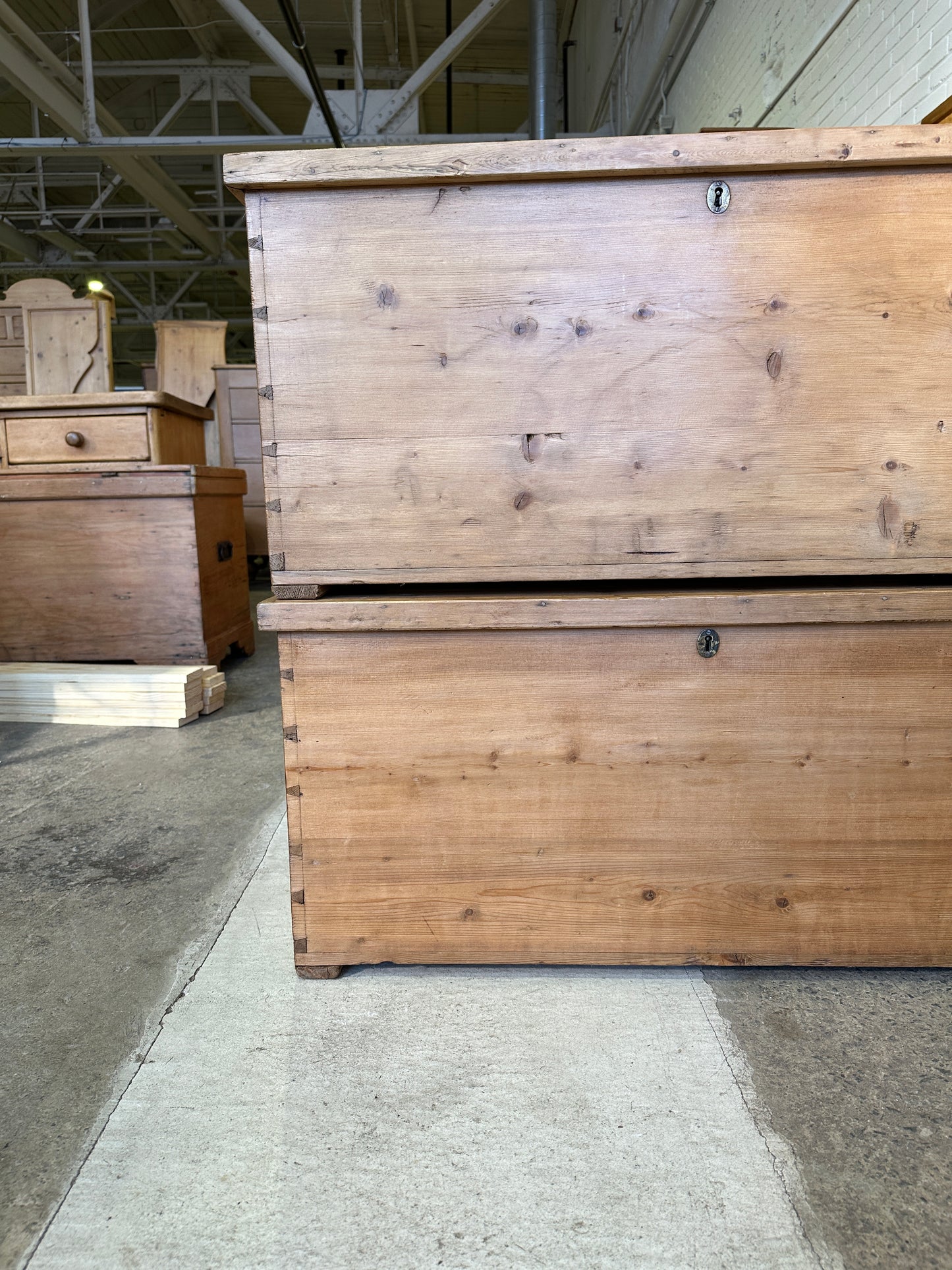 A Pair of English Antique Pine Boxes, c. 1890