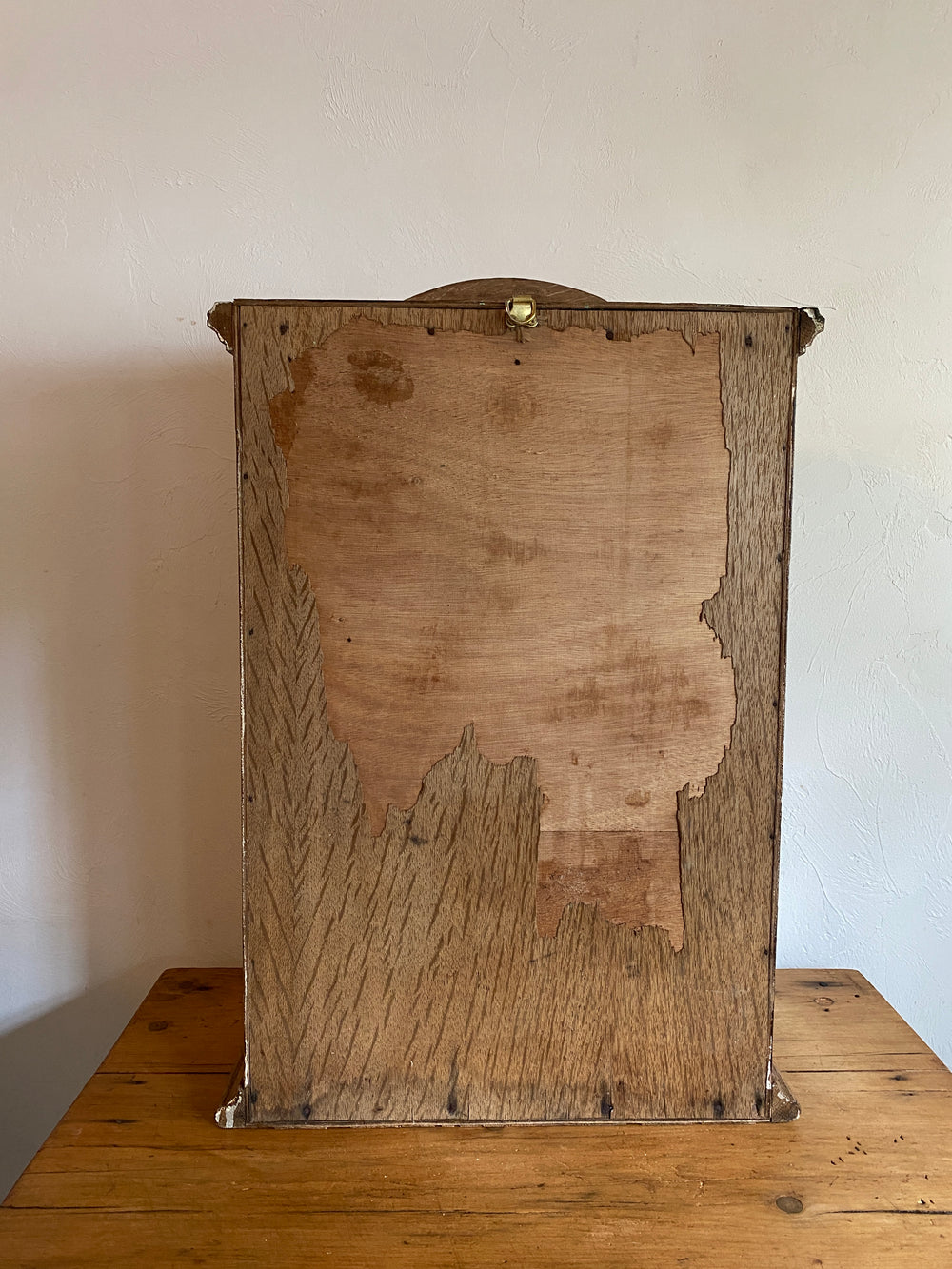 Antique Oak English Wall Cupboard with Mirror c. 1900