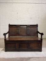 An 18th Century Antique Oak Carved Bench, c. 1760