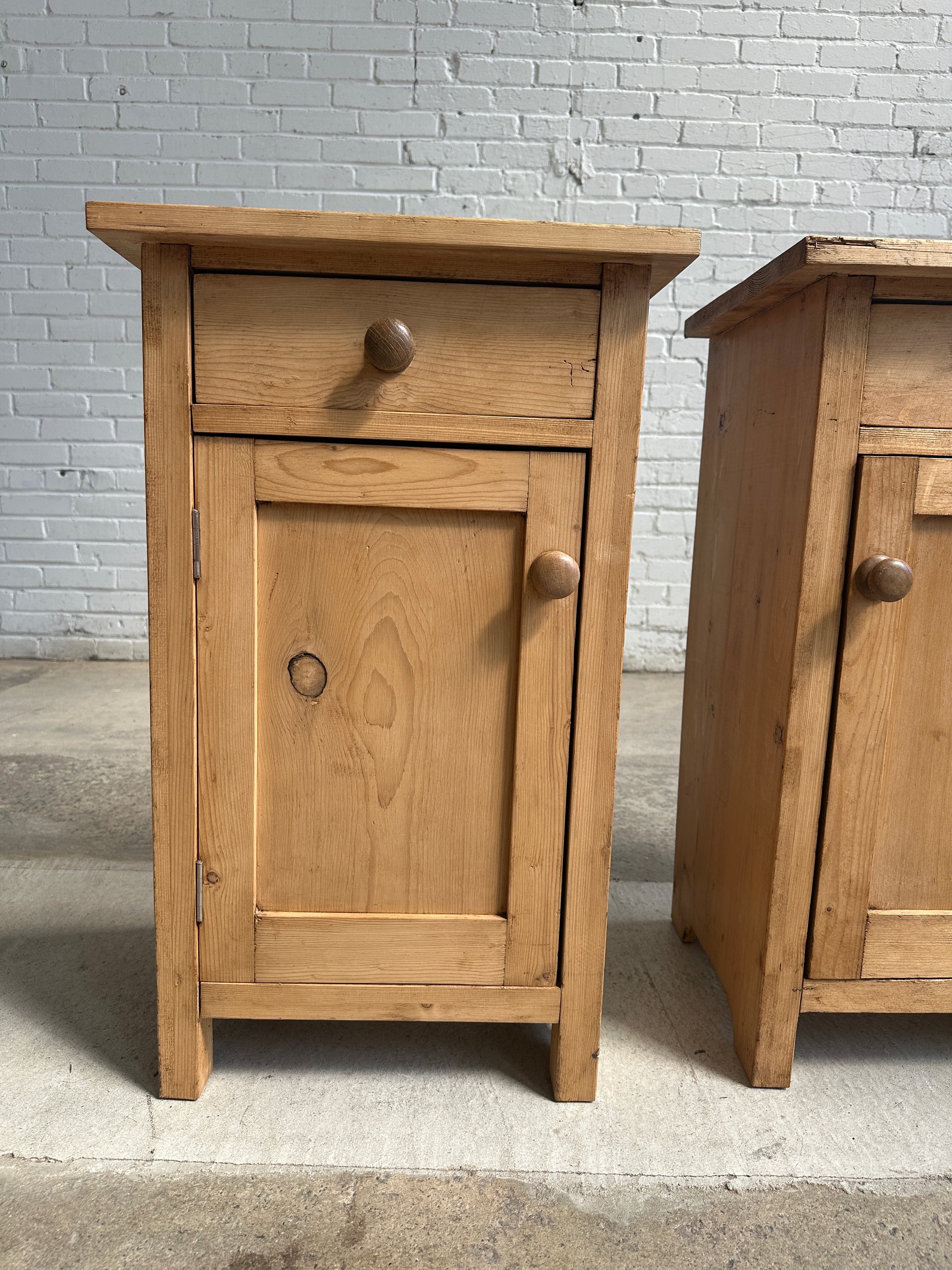 **on hold** A Pair of Antique Pine English Nightstands, c. 1900