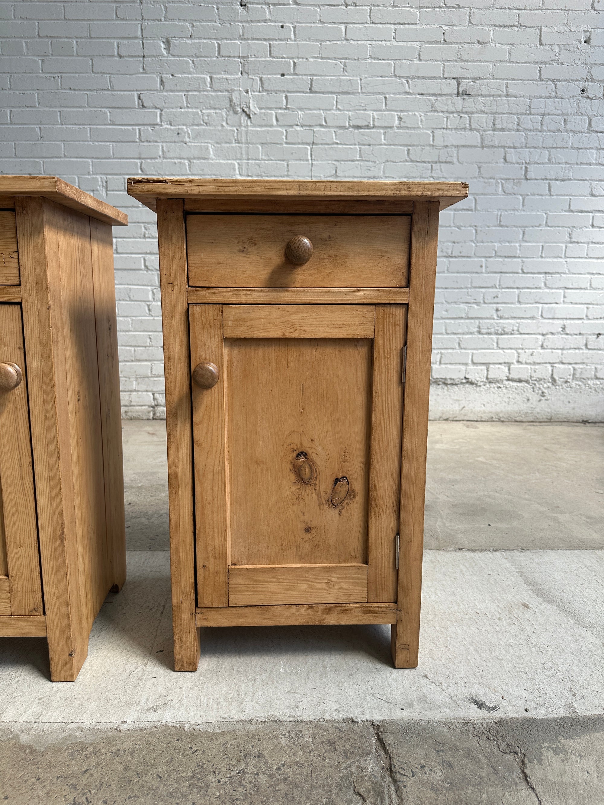 **on hold** A Pair of Antique Pine English Nightstands, c. 1900