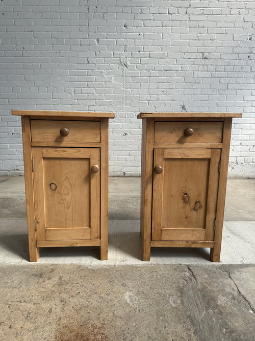 **on hold** A Pair of Antique Pine English Nightstands, c. 1900