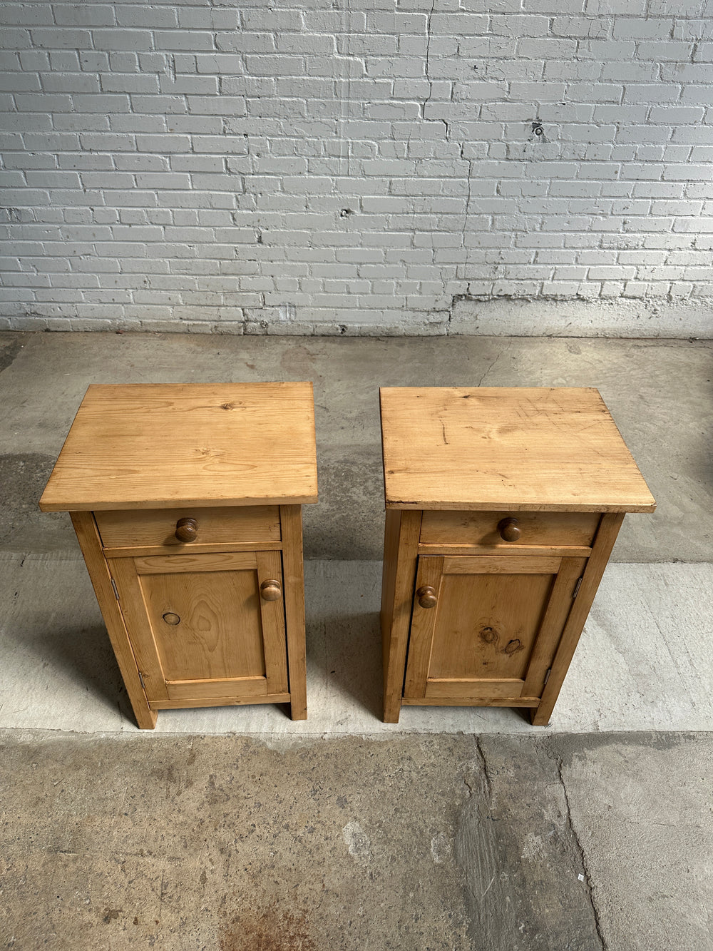 **on hold** A Pair of Antique Pine English Nightstands, c. 1900