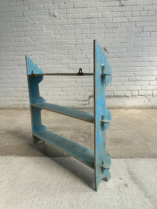 Antique Blue English Wall Shelf c. 1900