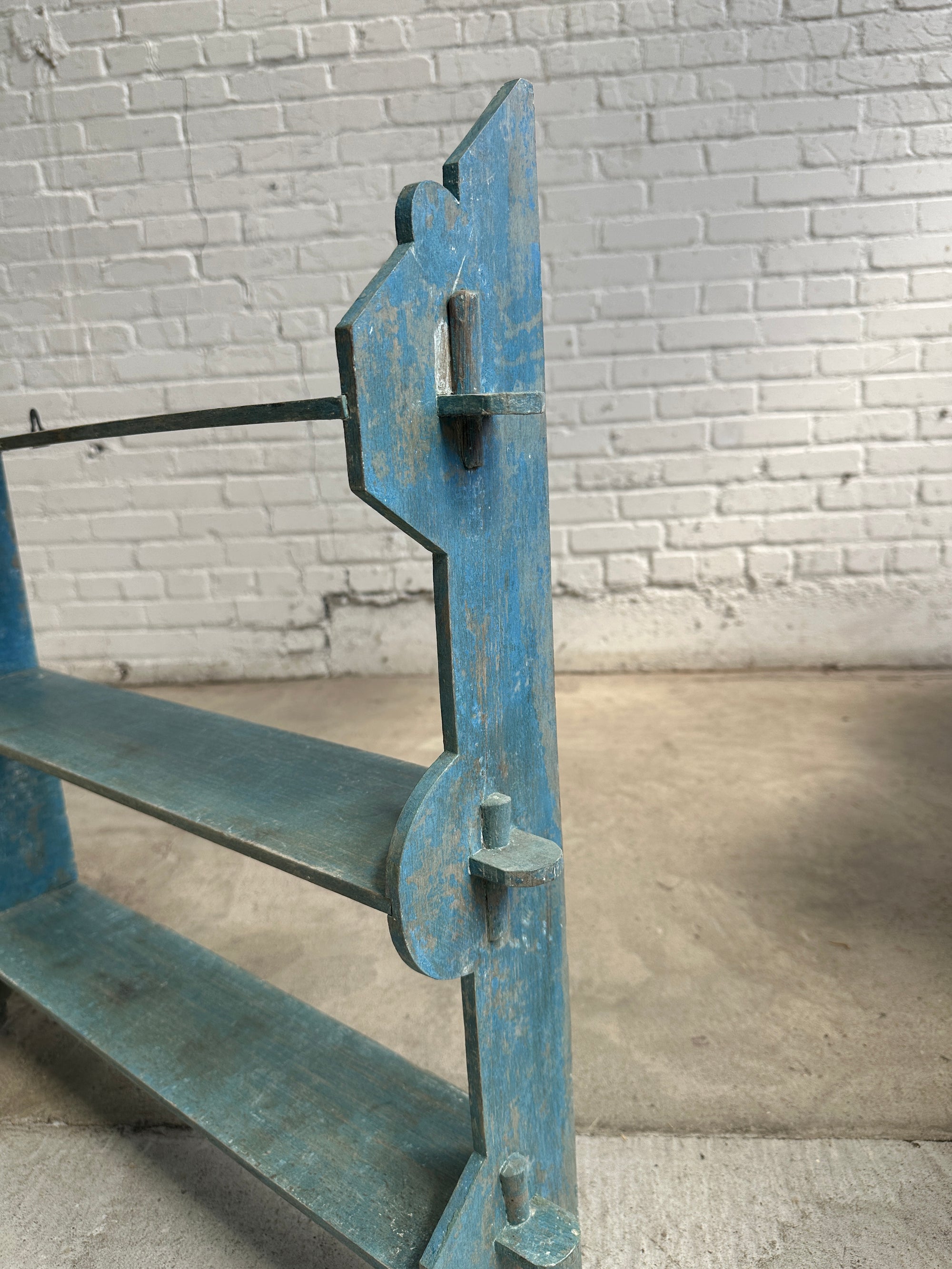 Antique Blue English Wall Shelf c. 1900