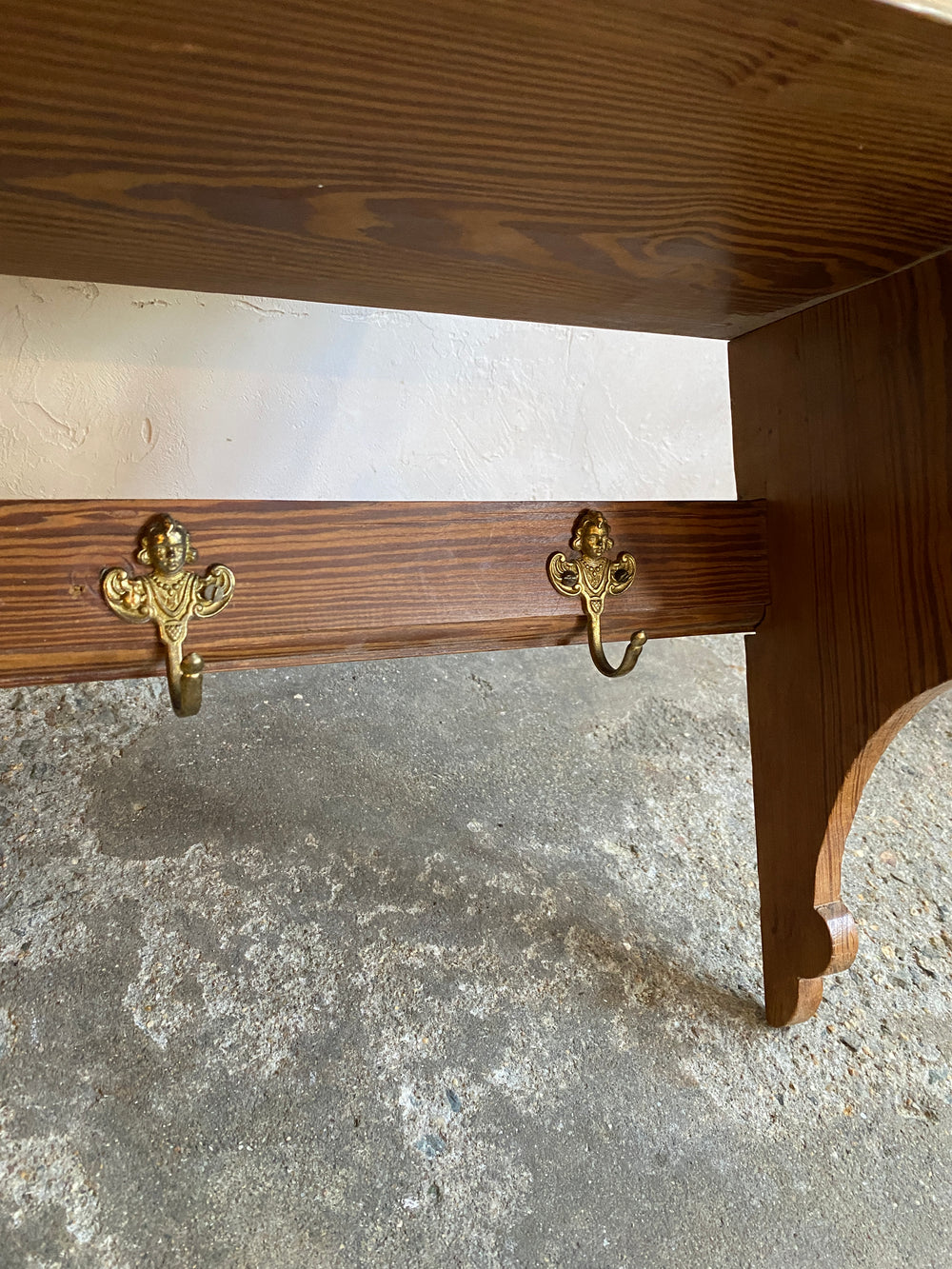 Antique French Pine Wall Shelf with Drawers c. 1900