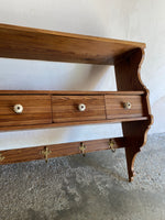 Antique French Pine Wall Shelf with Drawers c. 1900