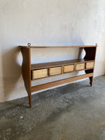 Antique French Pine Wall Shelf with Drawers c. 1900