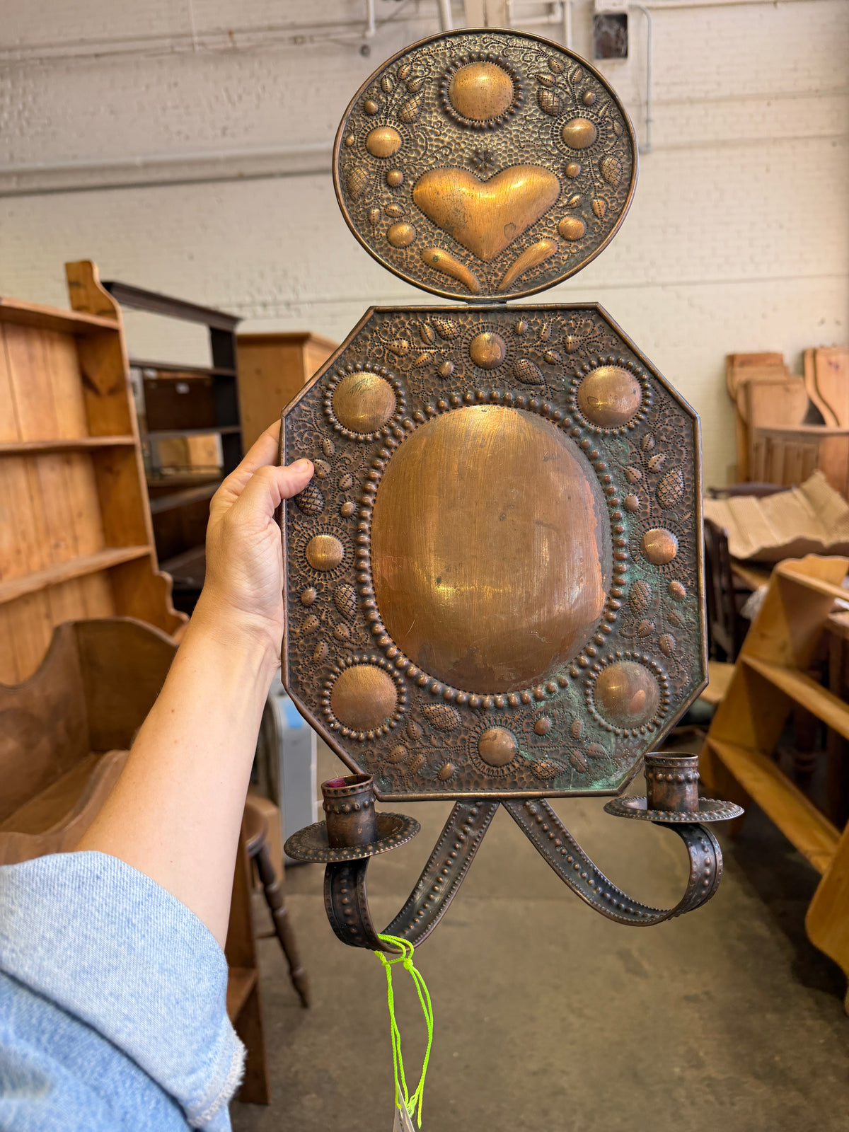 An Antique Pair of Swedish Copper Wall Sconces