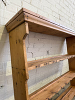 Antique Pine English Plate Rack with Mug Hooks c. 1910