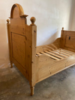 Antique Pine European Sleigh Bed (Twin) c. 1890
