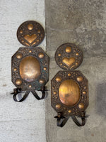 An Antique Pair of Swedish Copper Wall Sconces