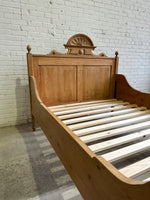 Extra Wide Full Antique Pine Sleigh Bed c. 1890