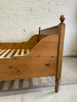 Extra Wide Full Antique Pine Sleigh Bed c. 1890