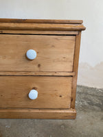 Antique Pine English Drawers with Ceramic Knobs c. 1890