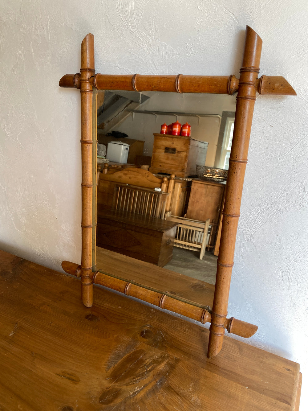 Antique French Faux Bamboo Mirror c. 1900