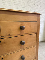 A Large Antique Pine Chest of Drawers with Mahogany Knobs c. 1860