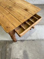 Antique Pine English Farmhouse Table on Castors, c. 1880