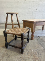 Antique English Woven Oak Stool c. 1910