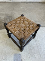 Antique English Woven Oak Stool c. 1910