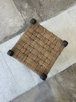 Antique English Woven Oak Stool c. 1910