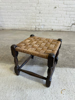 Antique English Woven Oak Stool c. 1910