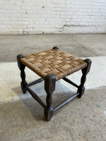 Antique English Woven Oak Stool c. 1910