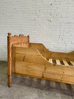 Antique Pine Sleigh Bed with Deep Side Rails c. 1890