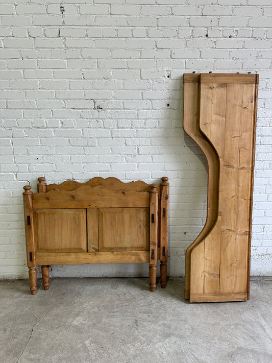 Antique Pine Sleigh Bed with Deep Side Rails c. 1890