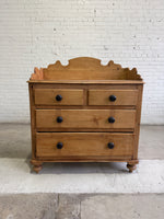 Antique Pine English Chest of Drawers with Flared Upstand c. 1870