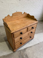 Antique Pine English Chest of Drawers with Flared Upstand c. 1870