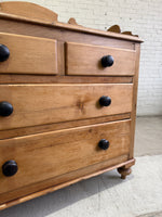 Antique Pine English Chest of Drawers with Flared Upstand c. 1870