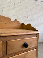 Antique Pine English Chest of Drawers with Flared Upstand c. 1870