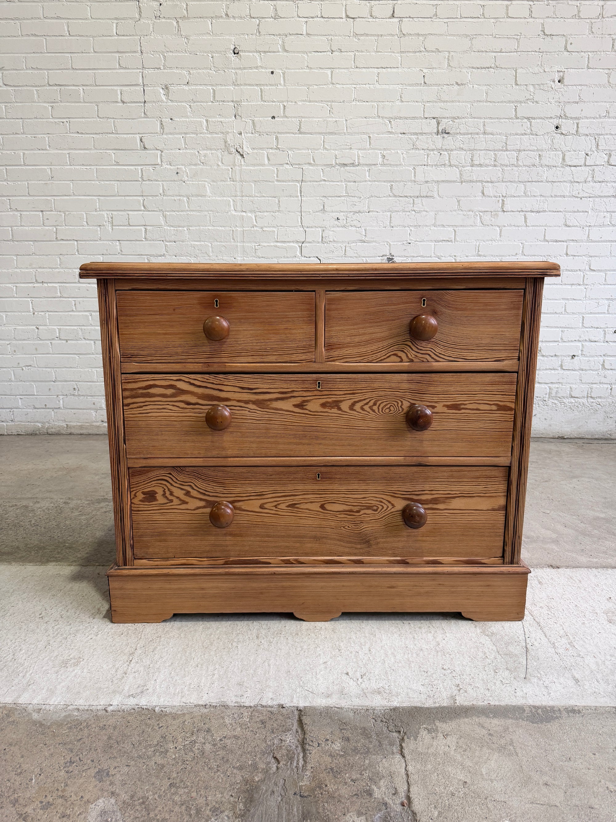 **On Hold** Antique Pitch Pine English Chest of Drawers, c. 1890